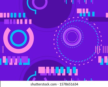 Cyberpunk seamless pattern. Retro futurism of the 80s. Signal error, pixel mosaic. Computer screen error. Vector illustration