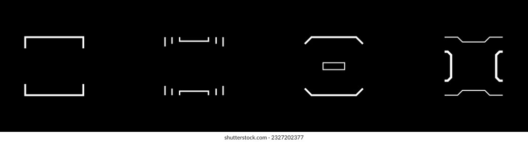 Cyberpunk style aim set. Cyber targets, aims, sights, and crosshairs. A pack of GUI futuristic targets. A vector collection of cyberpunk design elements.
