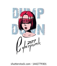 Cyberpunk style art for T-shirt print