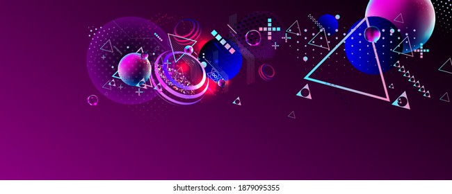 Cyberpunk style background futuristic art neon abstract background cosmos new art 3d starry sky glowing galaxy and planets blue circles
