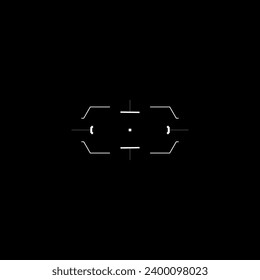 Elemento de estilo ciberpunk. Futurista ciberobjetivo rectangular. Objetivo de diseño tecnológico. Vista de diseño vectorial ciberpunk. elemento GUI.