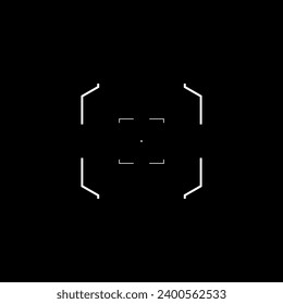 Elemento de estilo ciberpunk. Futurista ciberobjetivo rectangular. Objetivo de diseño tecnológico. Diseño de vectores ciberpunk. elemento GUI. HUD futurista, FUI, interfaz virtual.