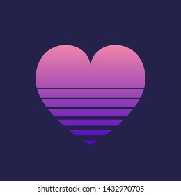 Cyberpunk style heart. Futuristic background the 80s. New retro wave. Trend Vector illustration.