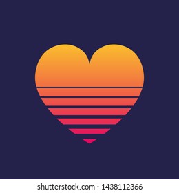 Cyberpunk style heart. Futuristic background the 80s. New retro wave. Trend Vector illustration.