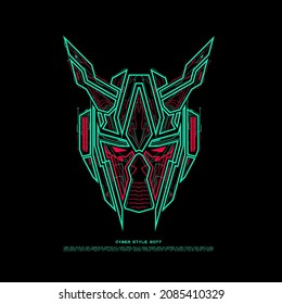 Cyberpunk Style of Line Art Robot Head
