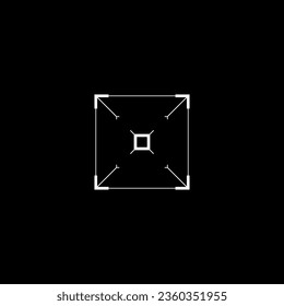 Cyberpunk style rectangle target. Futuristic GUI square target, aim, sight, HUD reticle, cyberpunk aesthetics, futuristic interface. A vector tech style design element. 