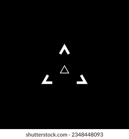 El objetivo del triángulo de estilo ciberpunk. Objetivo triangular gráfico moderno, objetivo, visión, retículo HUD, estética ciberpunk, interfaz futurista. Un elemento de diseño de estilo futurista. 
