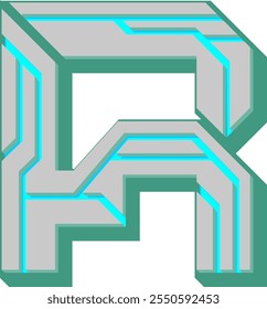 Cyberpunk Tech Letter Alphabet R