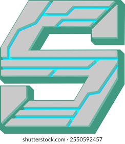 Cyberpunk Tech Letter Alphabet S