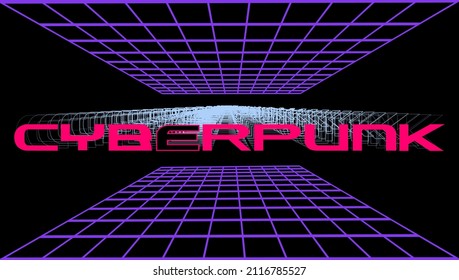 Cyberpunk text effect, editable art game text style. Vector format.