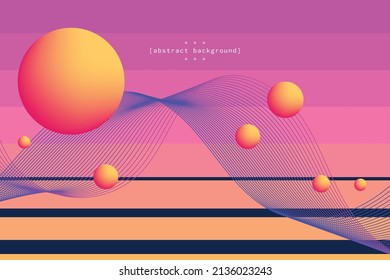 cyberpunk theme abstract floating spherein gradie and twisted flowline on gradient background fluid theme can be use for product label food and drink technology presentation box art vector eps.