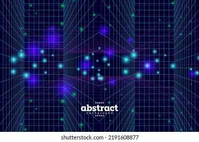 cyberpunk theme square grid with particle dots bio-technology data comunication theme background can be use for advertisement poster banner product presentation package label design vector eps.