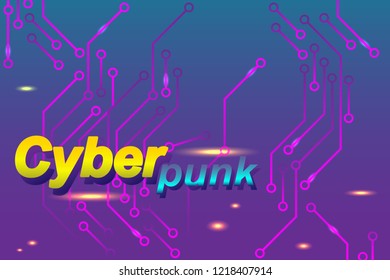 Cyberpunk vector banner for web design