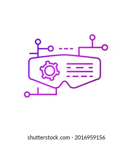 Cyberpunk virtual reality glasses color icon. Futuristic gadget. Exoskeleton and high tech technology. Gradient linear purple contour symbol. Isolated vector stock illustration