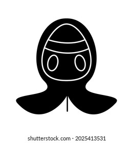 Cyberpunk wear hood glyph icon. Futuristic mask. High tech technology. Future with robot technology