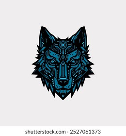 Cyberpunk Wolf artwork hand drawn illustration