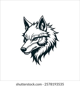  Cyberpunk wolf head hand drawn illustration artwork