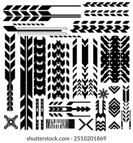 cyberpunk y2k 2000s gaming futuristic icon pattern  set collection template hud for branding fashion t-shirt decoration decals, 2d illustration rendering vector 
