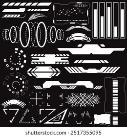 cyberpunk y2k 2000s gaming futuristic icon pattern  set collection template hud for branding fashion t-shirt decoration decals, 2d illustration rendering vector 