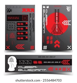 cyberpunk y2k 2000s gaming futuristic icon pattern set collection banner poster template hud for branding decoration decals, 2d illustration rendering vector 