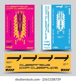 cyberpunk y2k 2000s gaming futuristic icon pattern set collection banner poster template hud for branding decoration decals, 2d illustration rendering vector 