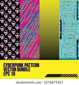 cyberpunk y2k 2000s gaming futuristic seamless pattern for fashion febric branding set collection banner template 2d illustration rendering vector 