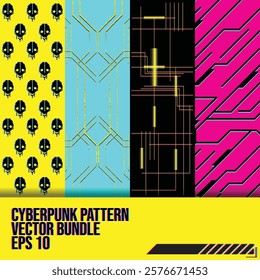 cyberpunk y2k 2000s gaming futuristic seamless pattern for fashion febric branding set collection banner template 2d illustration rendering vector 