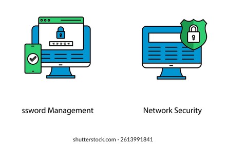 Cybersecurity Access Control Password Manager Icon Vector Set Collection