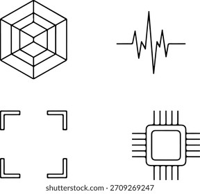 Cybersecurity AI Icons Proteção de dados Biometric Authentication Vetor Graphics