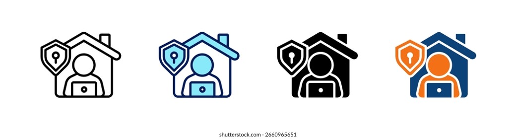 Cybersicherheit Alles in einem Symbol Multi Styles Vektor Set