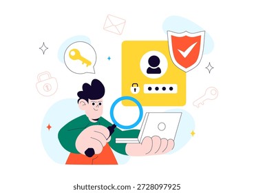 Cybersecurity Awareness Campaign Vector Illustration Featuring Digital Safety, Data Protection, And Online Security Education in Flat Background
