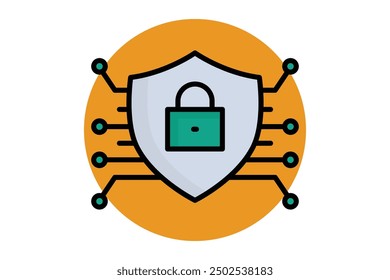 Cybersecurity colored outline icon. icon related to technology. data analytics elements vector illustration
