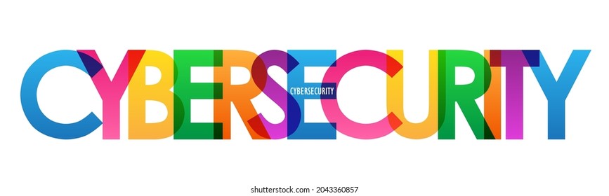CYBERSECURITY colorful vector typography banner on white background