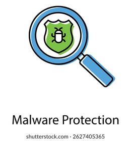 Cybersecurity Concept Malware Virus Protection Vector Icon with Shield and Firewall