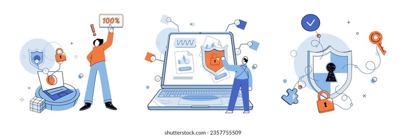 Conjunto de conceptos de ciberseguridad, contraseñas seguras y registro de sitios. Protección de equipos y smartphones mediante software antivirus. Acceso seguro a Internet desde un gadget electrónico. Sitio web seguro bloqueado mediante