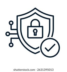 Cybersecurity concept. Vector linear icon isolated on white background.