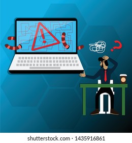 Cybersecurity concept,Personal data attacked from hacker by ghost key - vector Illustration
