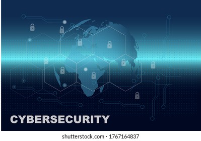 Vector de consecuencias de ciberseguridad dibujado sobre un fondo azul