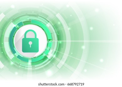 Cybersecurity. cyber internet security on  wifi  locking in green color background.vector illustration