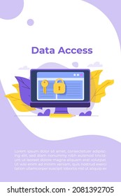 Cybersecurity, Data Access, Protection network safe data concept. Web page design templates. Vector illustration