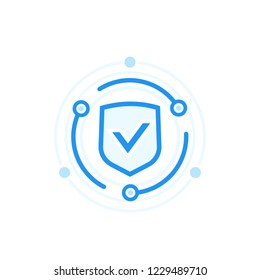Cybersecurity and data protection concept, vector icon