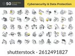 Cybersecurity, data protection, hacking, privacy, and online threats. Isometric icon set. Clean linear style, ideal for UI, apps, presentations, and infographics