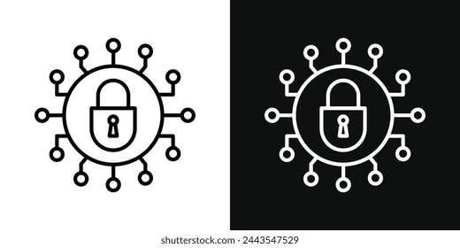 Cybersecurity and Data Protection Icons. Digital Tech Safety and Computer Security Symbols.