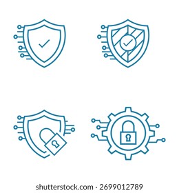 Paquete de iconos de protección de datos de ciberseguridad