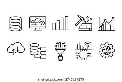 Cybersecurity and Data Protection Outline Icon Set – Security Linear Vector Collection