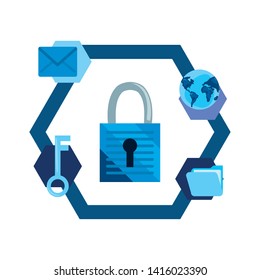 cybersecurity data protection vector ilustration vector ilustration