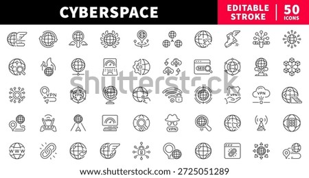 Cybersecurity editable line icons set. digital and internet symbols