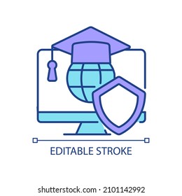 Cybersecurity education RGB color icon. Protect electronic infrastructure. Cybercrime prevention. Isolated vector illustration. Simple filled line drawing. Editable stroke. Arial font used