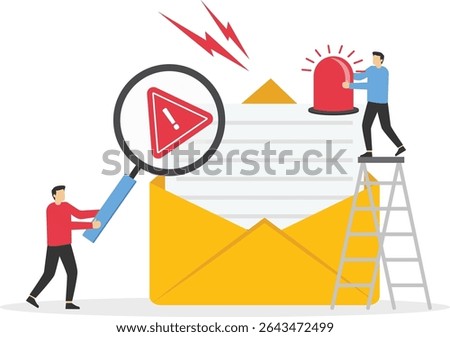 Cybersecurity, electronic correspondence protection, tiny people put up spam barrier stock illustration

