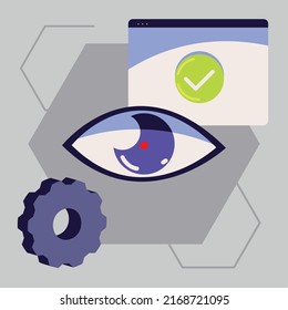cybersecurity eyeball check mark design